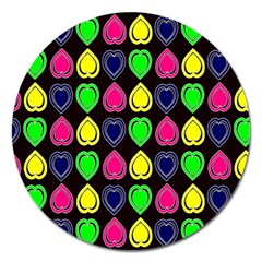 Black Blue Colorful Hearts Magnet 5  (round) by ConteMonfrey