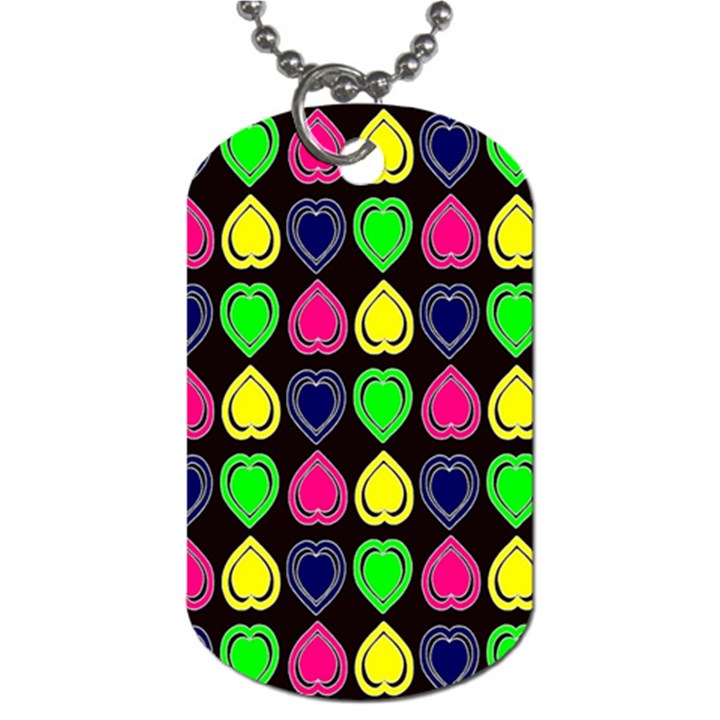 Black Blue Colorful Hearts Dog Tag (One Side)