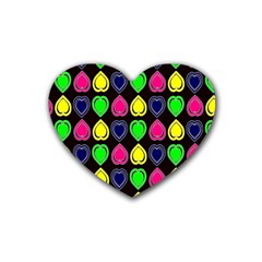 Black Blue Colorful Hearts Rubber Heart Coaster (4 Pack) by ConteMonfrey