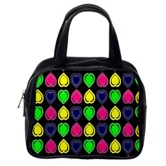 Black Blue Colorful Hearts Classic Handbag (one Side) by ConteMonfrey