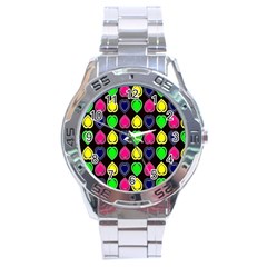 Black Blue Colorful Hearts Stainless Steel Analogue Watch by ConteMonfrey