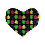 Black Blue Colorful Hearts Standard 16  Premium Flano Heart Shape Cushions Front