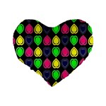 Black Blue Colorful Hearts Standard 16  Premium Flano Heart Shape Cushions Back