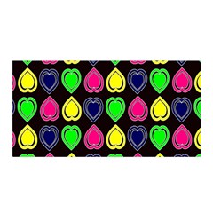 Black Blue Colorful Hearts Satin Wrap 35  X 70  by ConteMonfrey