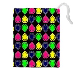 Black Blue Colorful Hearts Drawstring Pouch (5xl) by ConteMonfrey