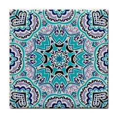 Blue Shades Mandala   Tile Coaster by ConteMonfrey