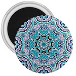 Blue Shades Mandala   3  Magnets Front