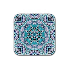 Blue Shades Mandala   Rubber Coaster (square) by ConteMonfrey