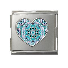 Blue Shades Mandala   Mega Link Heart Italian Charm (18mm) by ConteMonfrey