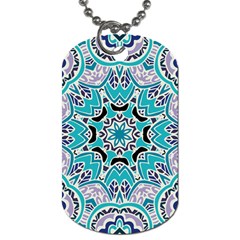 Blue Shades Mandala   Dog Tag (one Side) by ConteMonfrey