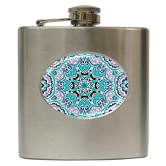 Blue Shades Mandala   Hip Flask (6 Oz) by ConteMonfrey