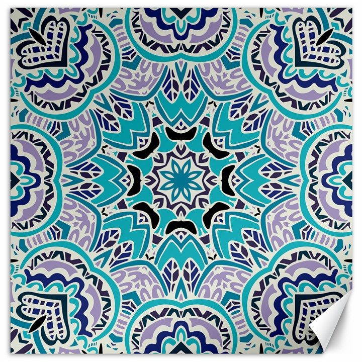 Blue Shades Mandala   Canvas 16  x 16 