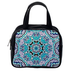 Blue Shades Mandala   Classic Handbag (one Side) by ConteMonfrey