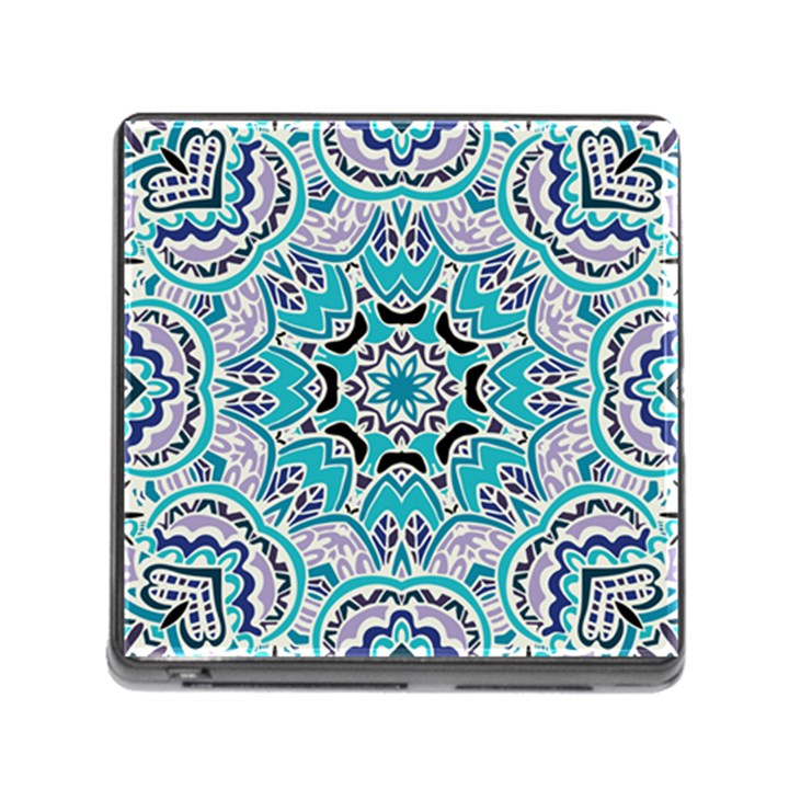 Blue Shades Mandala   Memory Card Reader (Square 5 Slot)