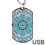 Blue Shades Mandala   Dog Tag USB Flash (One Side) Front