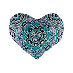 Blue Shades Mandala   Standard 16  Premium Heart Shape Cushions by ConteMonfrey