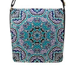 Blue Shades Mandala   Flap Closure Messenger Bag (l) by ConteMonfrey