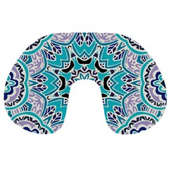 Blue Shades Mandala   Travel Neck Pillow by ConteMonfrey