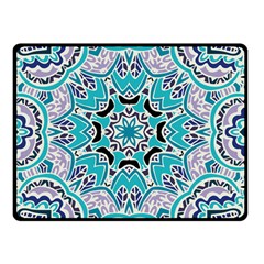 Blue Shades Mandala   Double Sided Fleece Blanket (small)  by ConteMonfrey