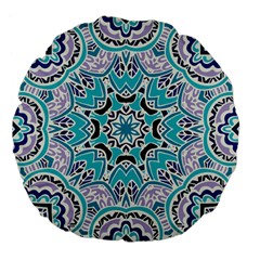 Blue Shades Mandala   Large 18  Premium Flano Round Cushions by ConteMonfrey