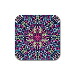 Cold Colors Mandala   Rubber Square Coaster (4 Pack) by ConteMonfrey