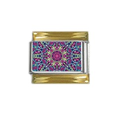 Cold Colors Mandala   Gold Trim Italian Charm (9mm) by ConteMonfrey