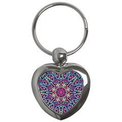 Cold Colors Mandala   Key Chain (heart) by ConteMonfrey