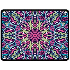 Cold Colors Mandala   Fleece Blanket (large)  by ConteMonfrey