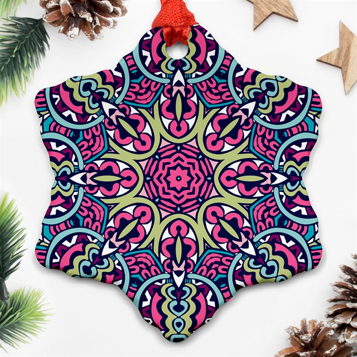 Cold Colors Mandala   Snowflake Ornament (Two Sides)