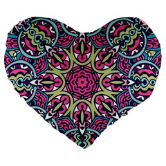 Cold Colors Mandala   Large 19  Premium Heart Shape Cushions by ConteMonfrey