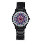 Cold Colors Mandala   Stainless Steel Round Watch Front