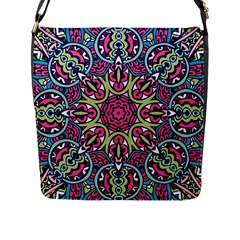 Cold Colors Mandala   Flap Closure Messenger Bag (l) by ConteMonfrey