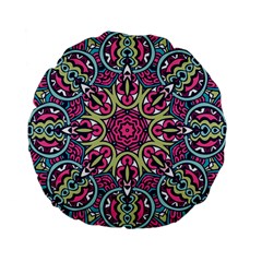 Cold Colors Mandala   Standard 15  Premium Flano Round Cushions by ConteMonfrey