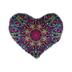 Cold Colors Mandala   Standard 16  Premium Flano Heart Shape Cushions by ConteMonfrey