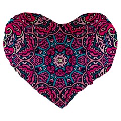 Good Vibes Brain Large 19  Premium Flano Heart Shape Cushions by ConteMonfrey