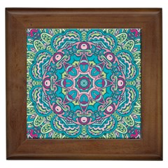 Green, Blue And Pink Mandala  Framed Tile by ConteMonfrey