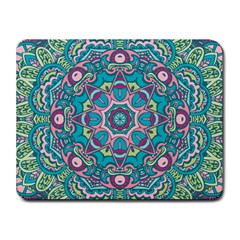 Green, Blue And Pink Mandala  Small Mousepad by ConteMonfrey