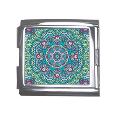 Green, Blue And Pink Mandala  Mega Link Italian Charm (18mm) by ConteMonfrey