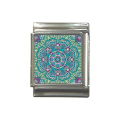 Green, Blue And Pink Mandala  Italian Charm (13mm)