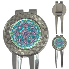 Green, Blue And Pink Mandala  3-in-1 Golf Divots by ConteMonfrey