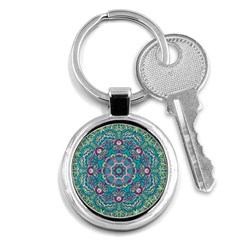 Green, Blue And Pink Mandala  Key Chain (round) by ConteMonfrey