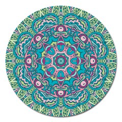 Green, Blue And Pink Mandala  Magnet 5  (round) by ConteMonfrey