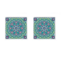 Green, Blue And Pink Mandala  Cufflinks (square) by ConteMonfrey