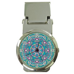 Green, Blue And Pink Mandala  Money Clip Watches by ConteMonfrey