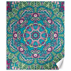 Green, Blue And Pink Mandala  Canvas 20  X 24  by ConteMonfrey