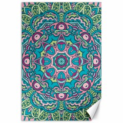 Green, Blue And Pink Mandala  Canvas 24  X 36  by ConteMonfrey