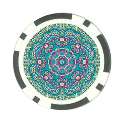 Green, Blue And Pink Mandala  Poker Chip Card Guard by ConteMonfrey