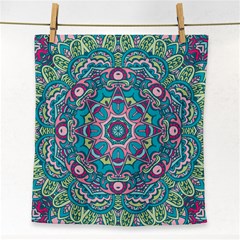 Green, Blue And Pink Mandala  Face Towel by ConteMonfrey