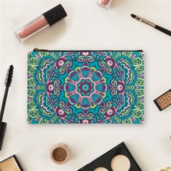 Green, Blue And Pink Mandala  Cosmetic Bag (medium) by ConteMonfrey