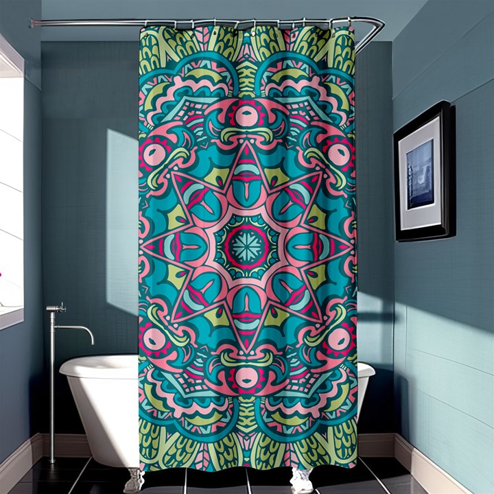 Green, Blue And Pink Mandala  Shower Curtain 36  x 72  (Stall) 